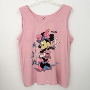 Minnie Mouse Walt Disney Pink Vintage TANK TOP Womens Large Florida Royal Sherry